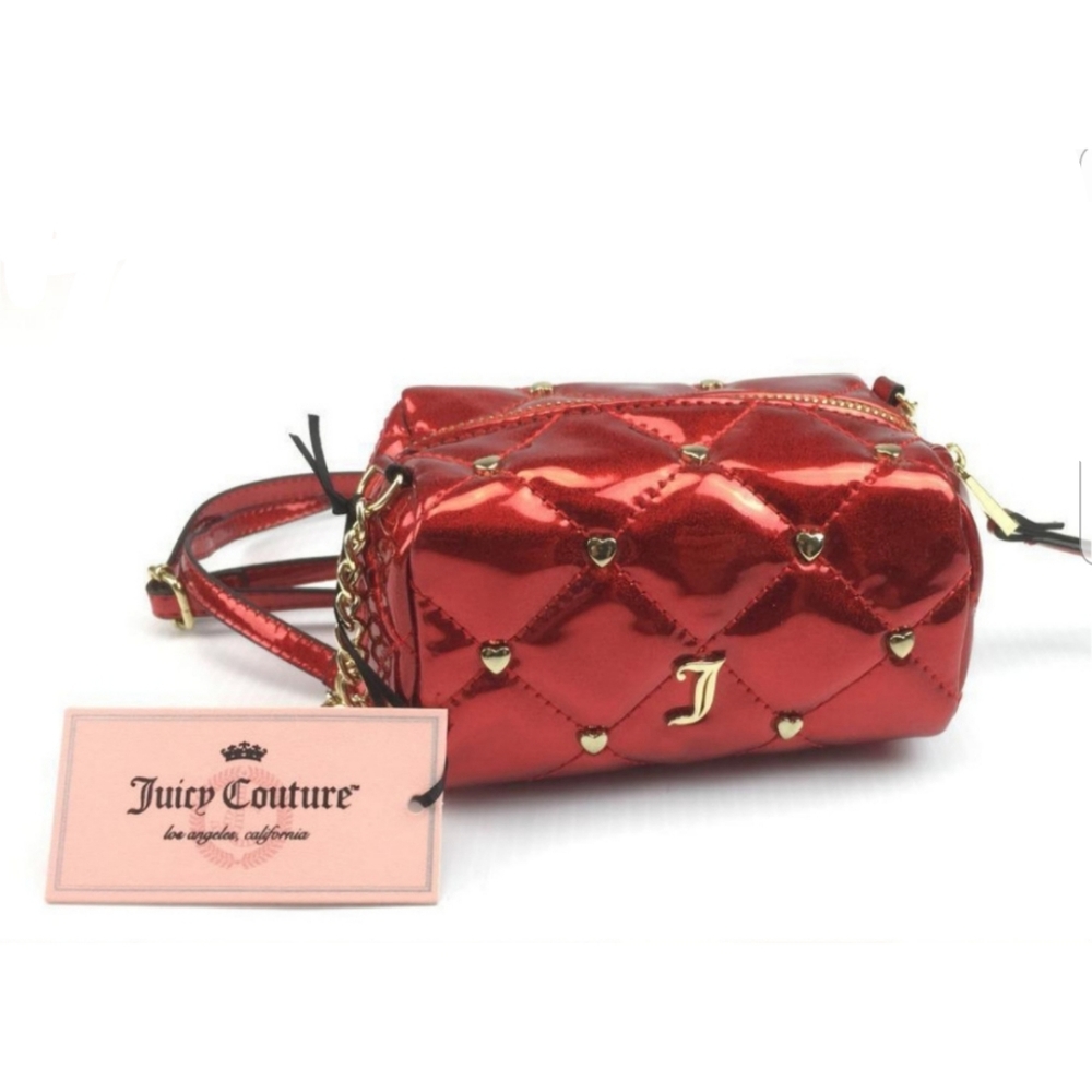 Juicy Couture Metallic Gold & Poppy Red Quilted Sofie Mini Crossbody Bag - Picture 2 of 15